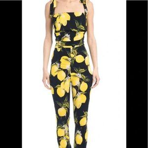 DOLCE&GABBANA LEMON PRINT CHARMEUSE JUMPSUIT IT44